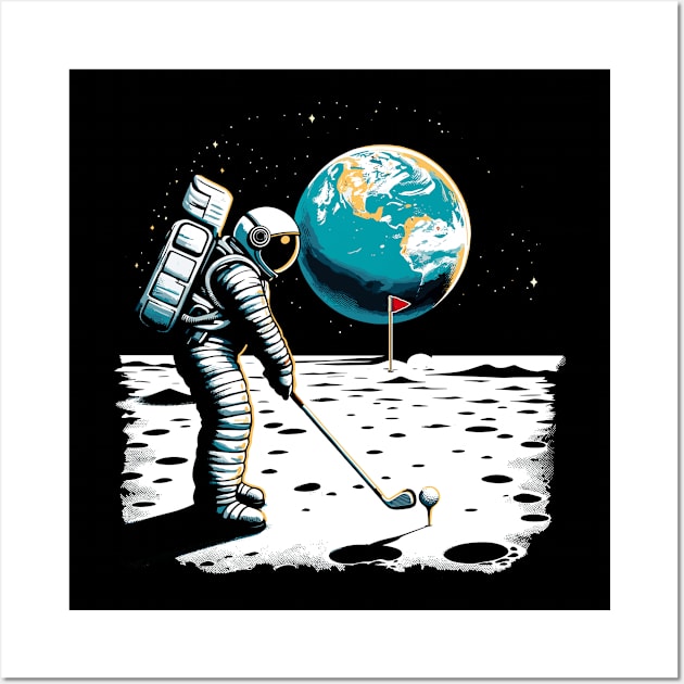 Golf Novelty Funny Astronaut Golfing Funny Golf Wall Art by KsuAnn